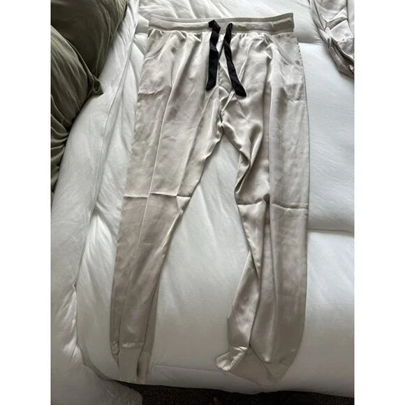ROUGE by Minky Couture Satin Pajama Set XXL Beige 2 Piece Lounge Sleepwear - Picture 6 of 7